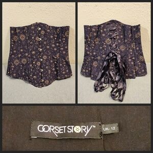 Mystic Galaxy Indigo and Gold Longlined Underbust Corset